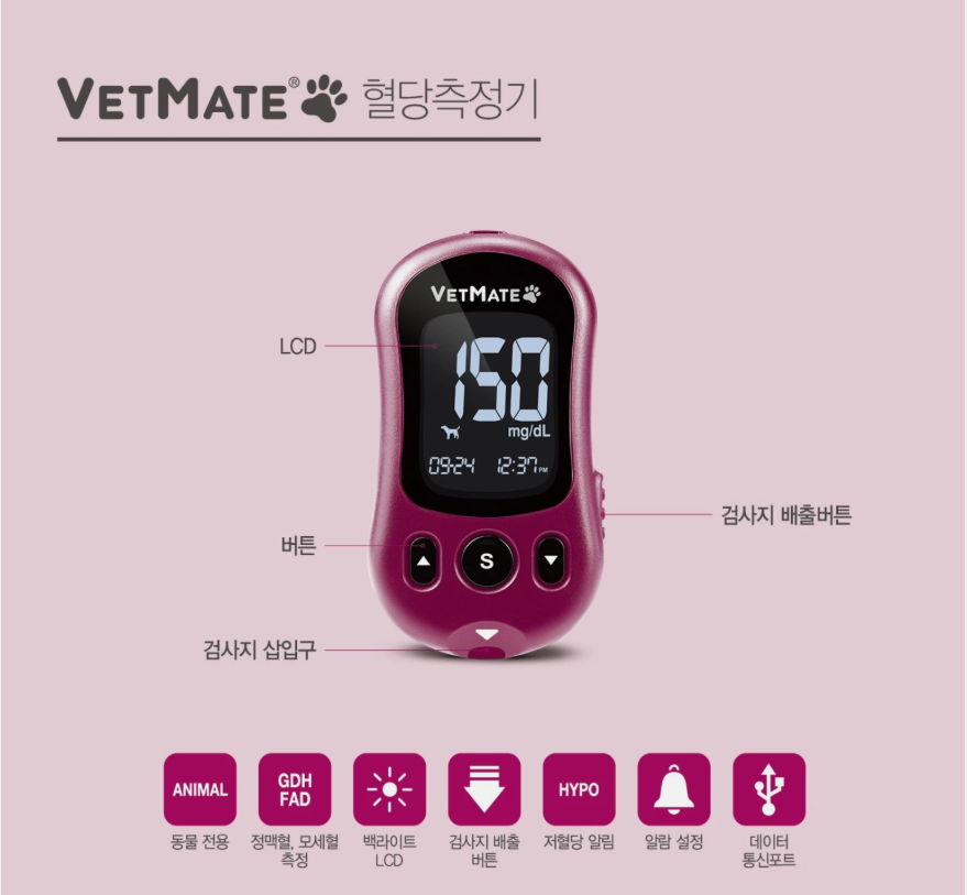 VETMATE für Diabetiker Blutzuckermessgerät Messsystem für Hund Haustier Katze...