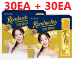 TEAZEN Kombucha Ginger Lemon, 5 g x 30 Sticks x 2 Boxes