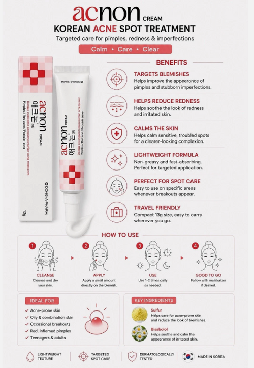 Dong-A Acnon Cream 13g x 2ea| Korean OTC Acne care cream