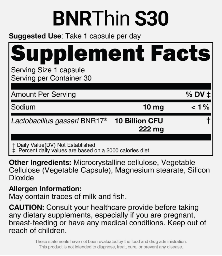 Lactobacillus BNR 17 Diet Probiotics 30 Capsule x 425 mg