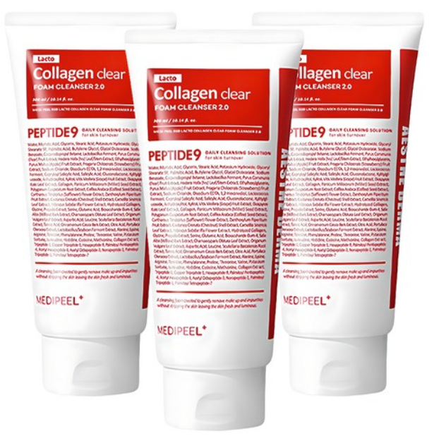 MEDIPEEL Red Lacto Collagen Clear Foam Cleanser 2.0, 300 ml, Pack of 3